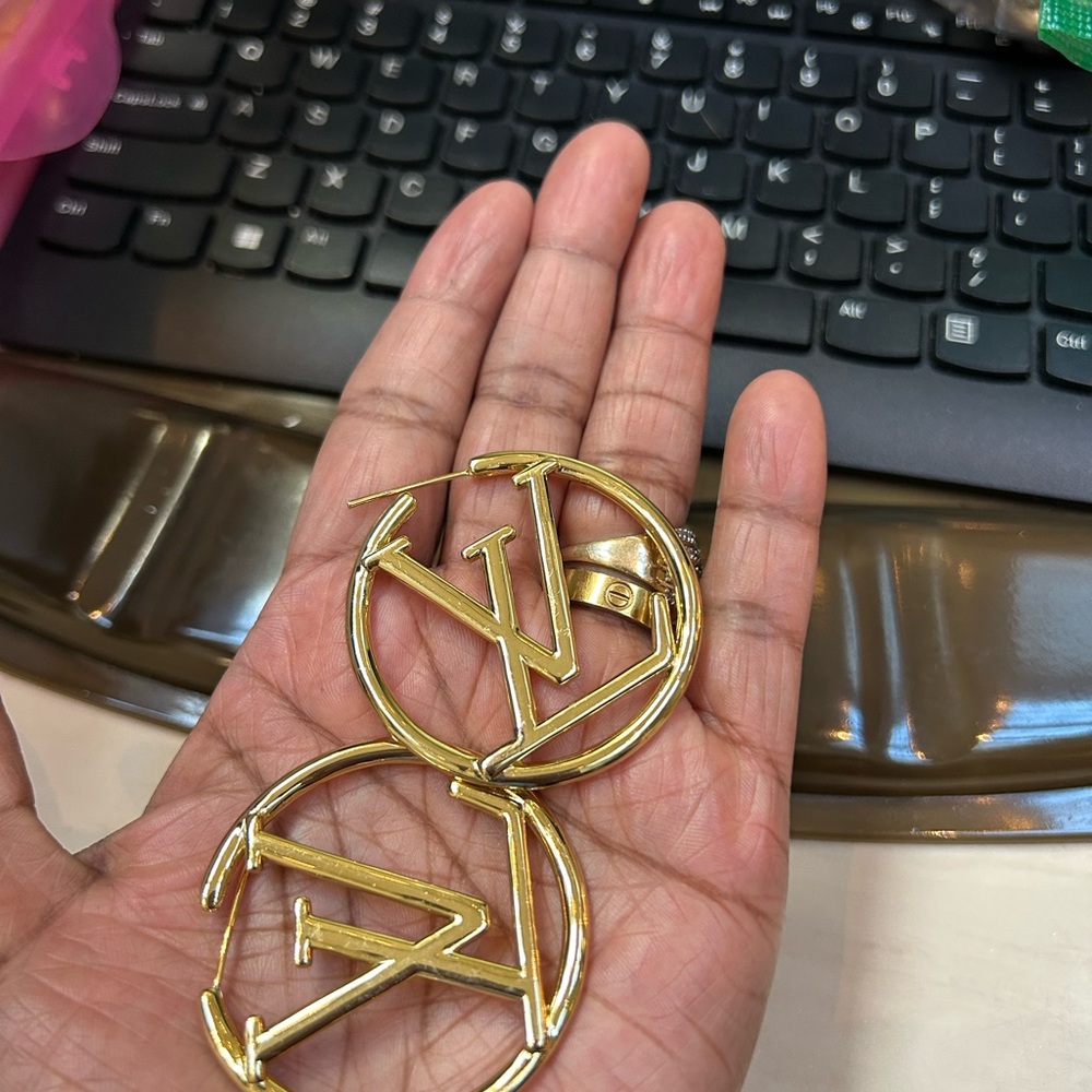 Chic Gold Logo Hoop Earrings